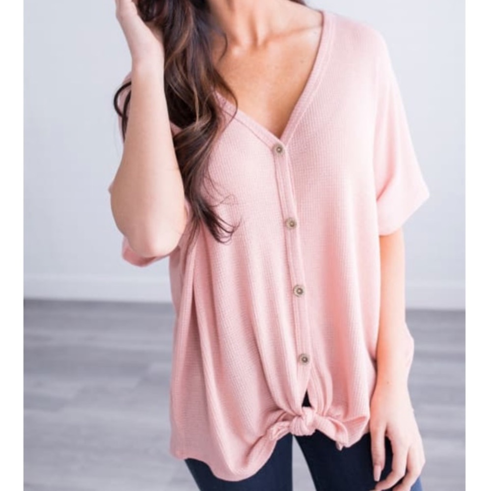 Mauve Knit Button Down Top - Picture 3 of 3